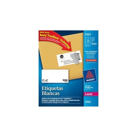 ETIQUETAS BLANCAS AVERY 5163 DE 5.1X10.2...