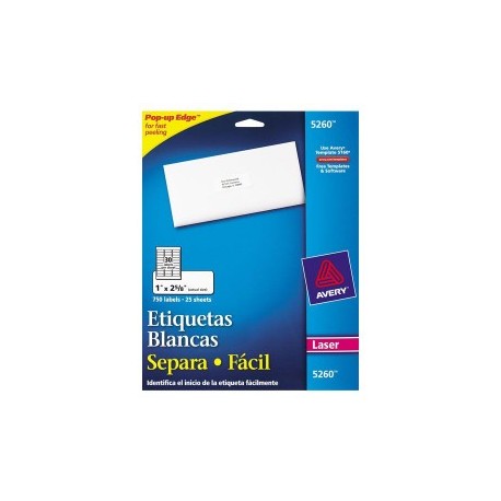 ETIQUETAS SEPARA FACIL BLANCAS AVERY 5260...