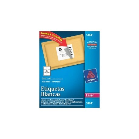 ETIQUETAS BLANCAS AVERY 5164 DE 8.5X10.2...