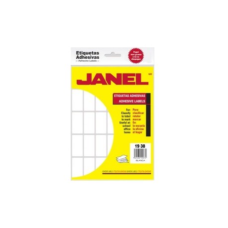 ETIQUETAS BLANCAS JANEL NO. 23 DE 19X38 MM...