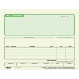 Póliza de cheque c/carbón 1/2 oficio