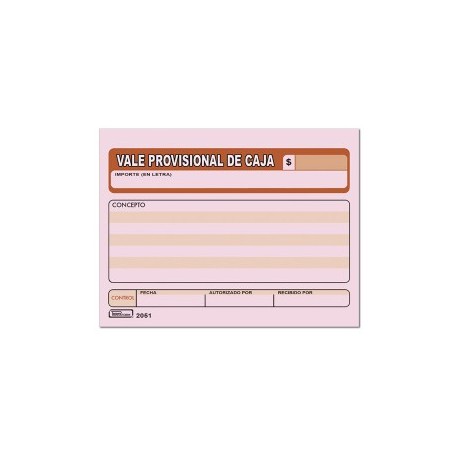 Vale provisional de caja printaform